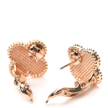 Van Cleef & Arpels 18K Rose Gold Vintage Alhambra Earrings 3 of 7