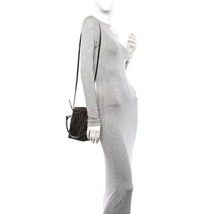 Fendi Vitello Liberty F is Fendi Bi-Color FF 1974 Embossed Mini Mon Tresor Bucket Bag Maya Black 2 of 10