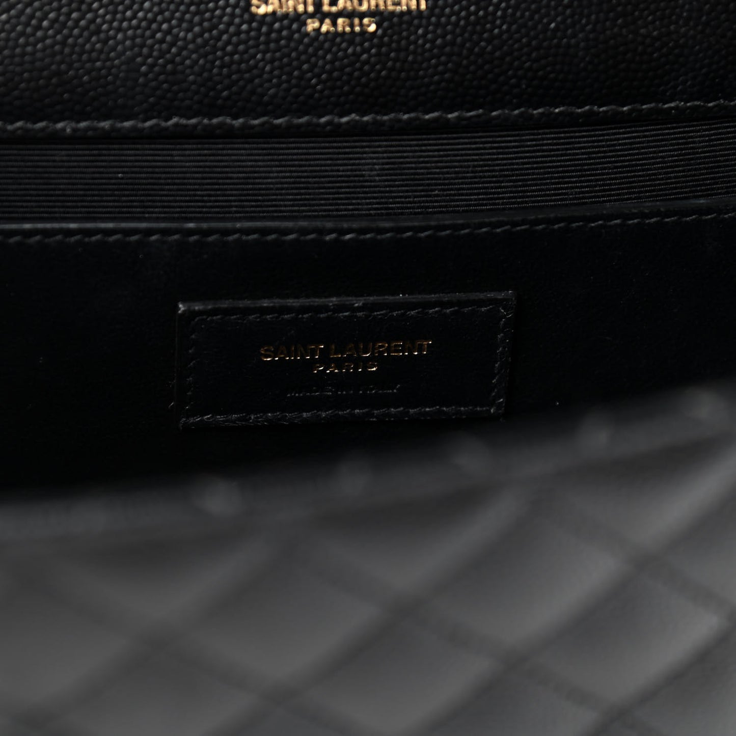 Grain De Poudre Textured Mixed Matelasse Triquilt Medium Monogram Satchel Black