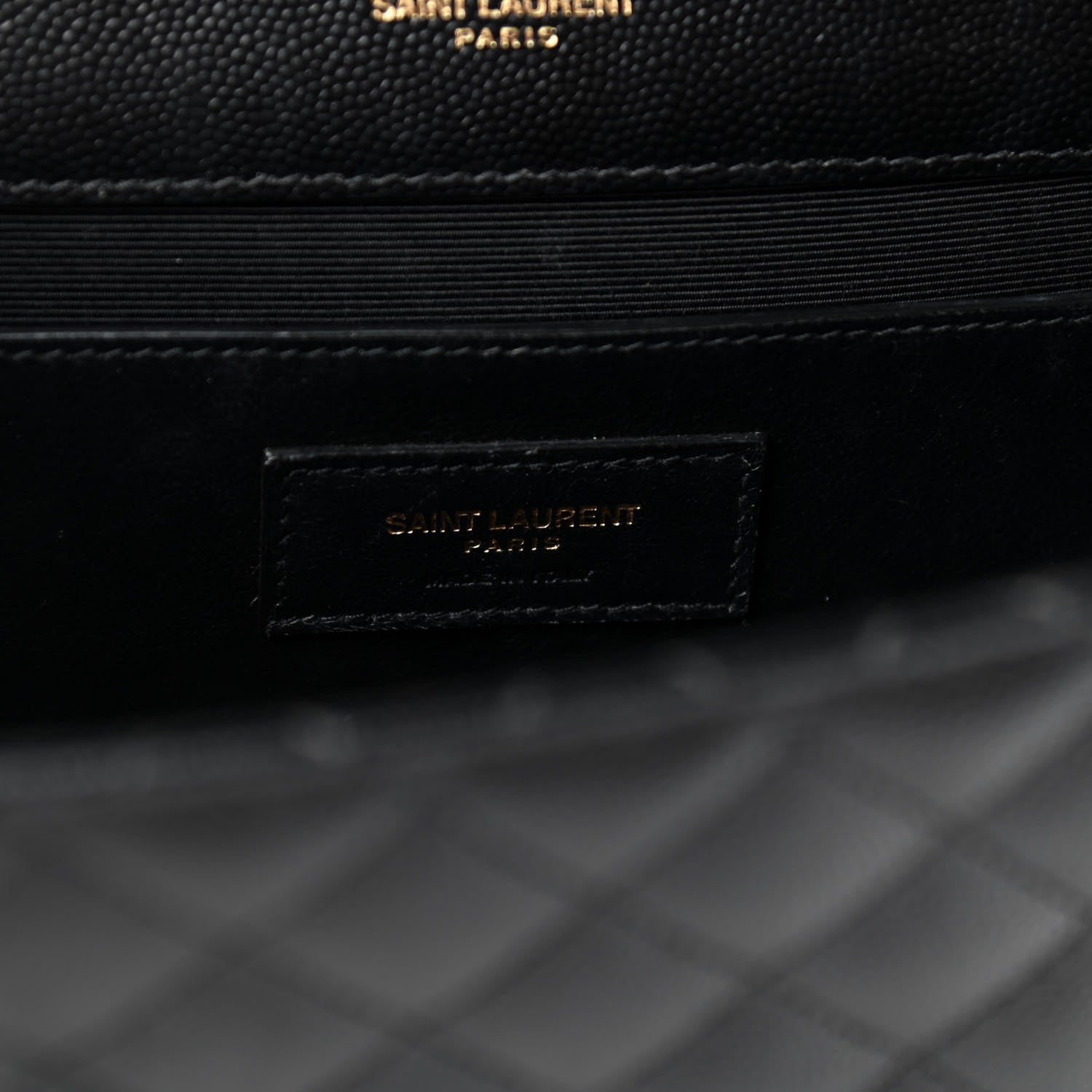 Saint Laurent Grain De Poudre Textured Mixed Matelasse Triquilt Medium Monogram Satchel Black 6 of 10