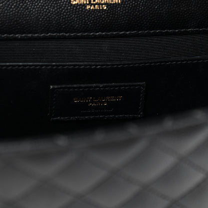 Saint Laurent Grain De Poudre Textured Mixed Matelasse Triquilt Medium Monogram Satchel Black 6 of 10