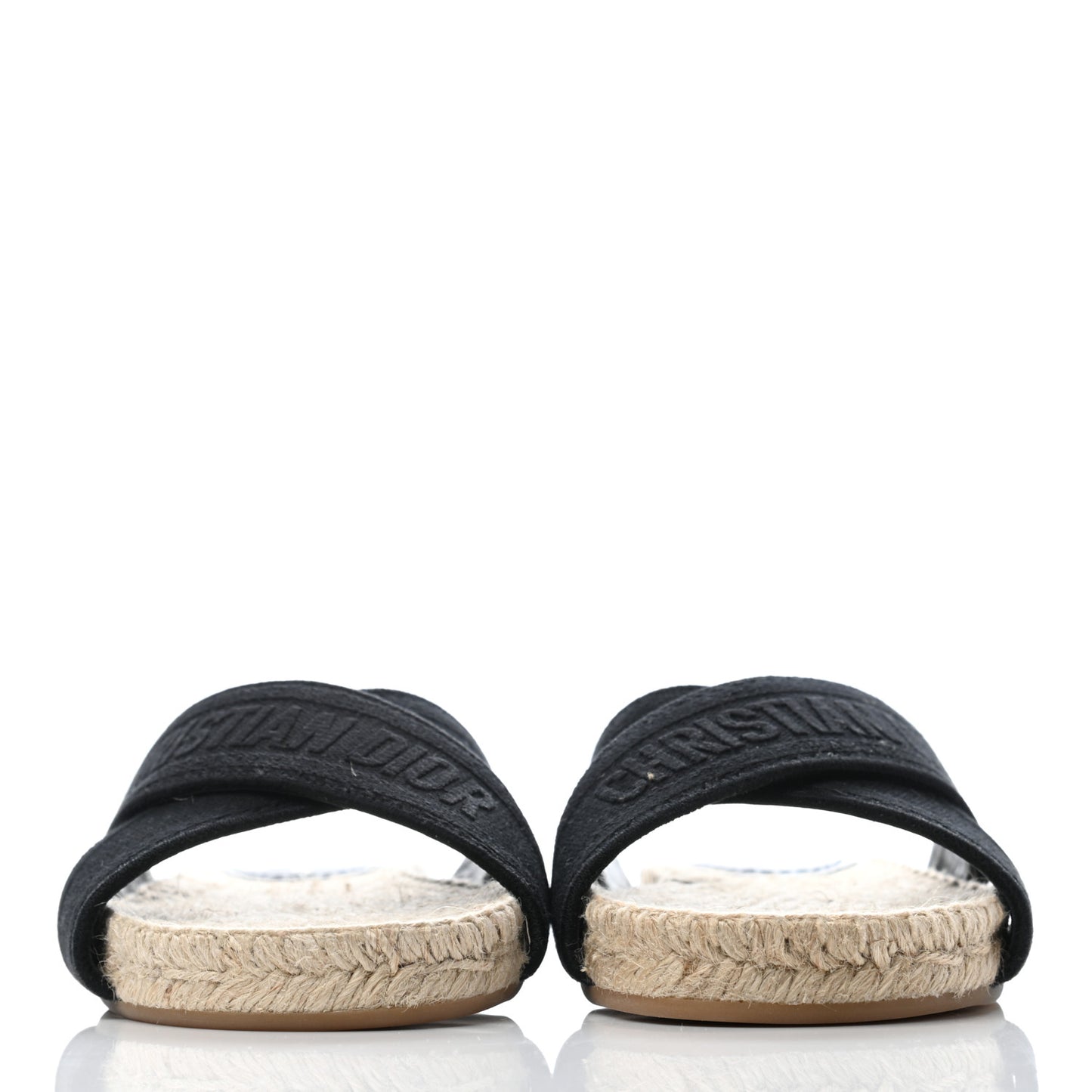 Canvas Embroidered Granville Espadrille Crisscross Flat Slide Sandals 36 Black
