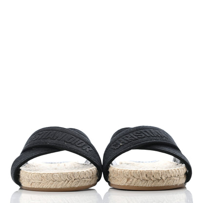 Christian Dior Canvas Embroidered Granville Espadrille Crisscross Flat Slide Sandals 36 Black 2 of 7