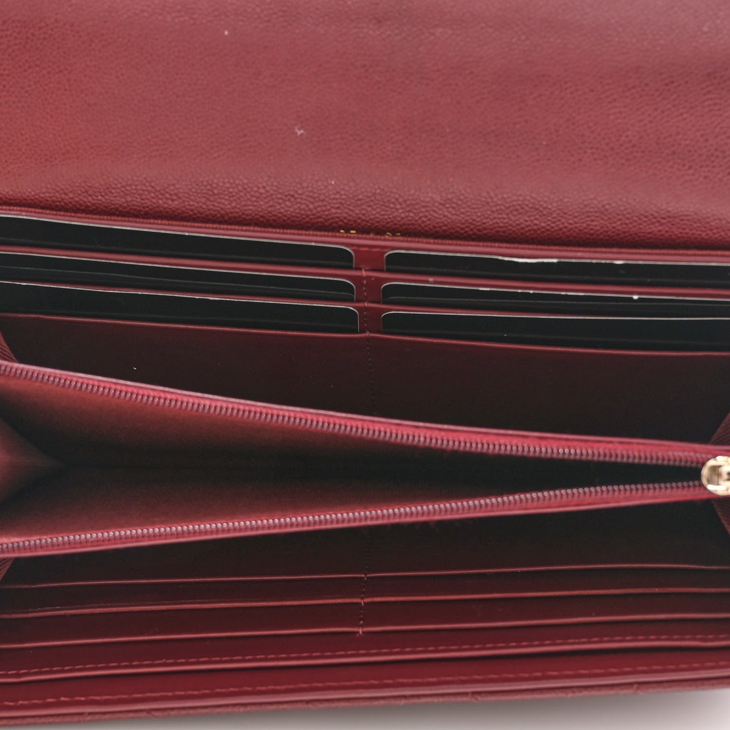 Chanel Caviar Quilted Studded CC Large Gusset Flap Wallet Burgundy 5 of 12