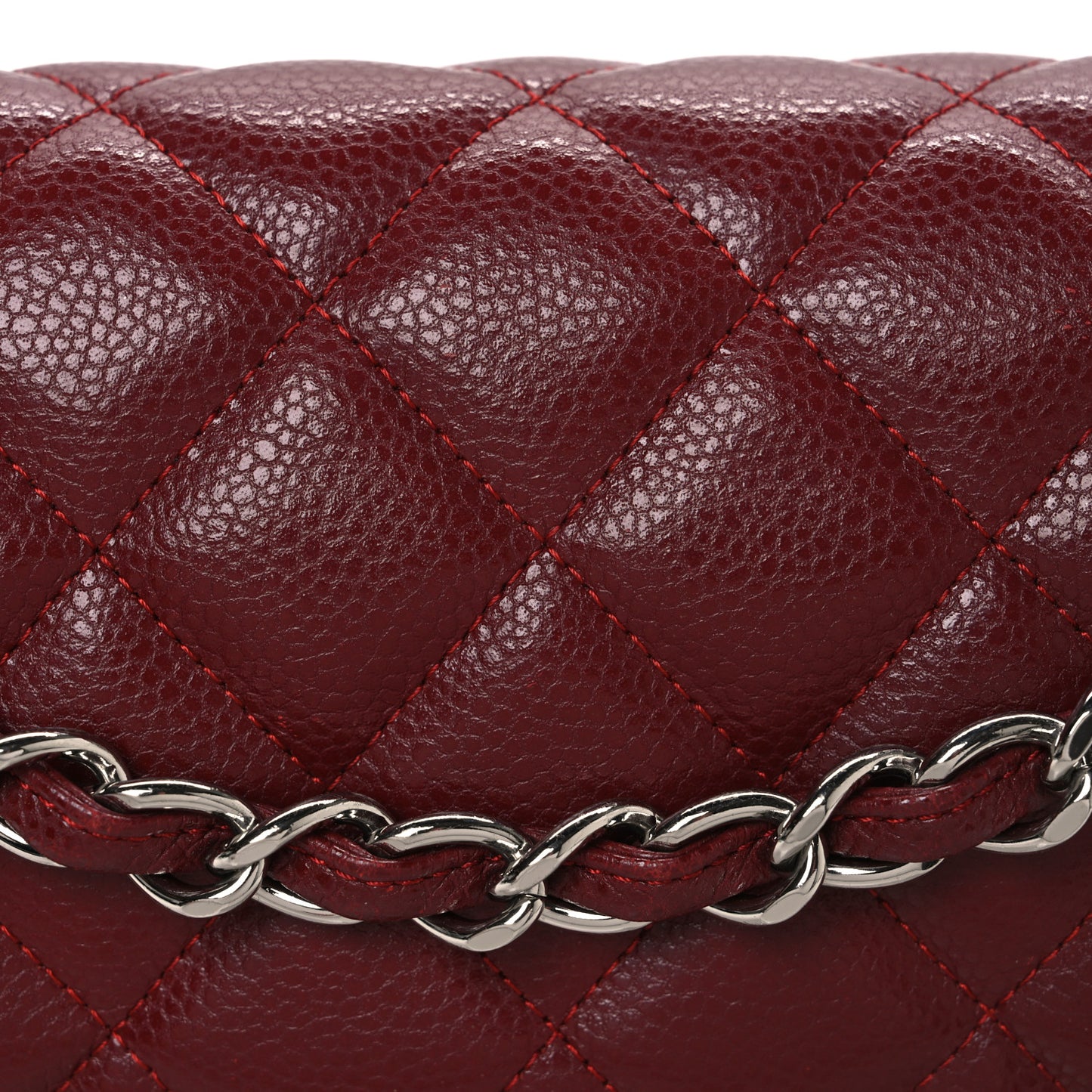 Caviar Quilted Jumbo Double Flap Dark Red