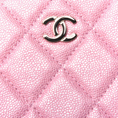 Chanel Iridescent Caviar Quilted Zip Around Classic Coin Purse Rose Pink 10 of 11