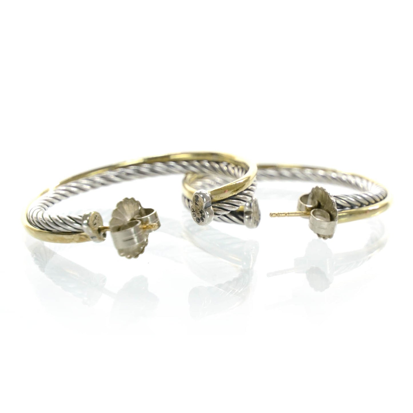 18k Gold Sterling Silver Crossover Cable Hoop Earrings