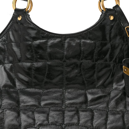 Saint Laurent Patent Crocodile Embossed Tribute Tote Black 8 of 15