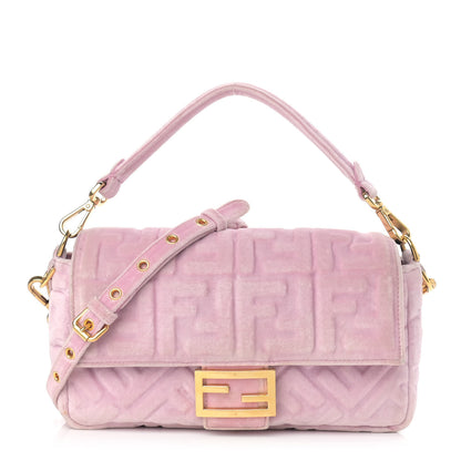 Fendi Velvet FF Embossed Baguette Rosa Confetti 1 of 15