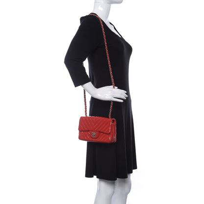 Chanel Patent Calfskin Chevron Quilted Mini Rectangular Flap Red 2 of 9