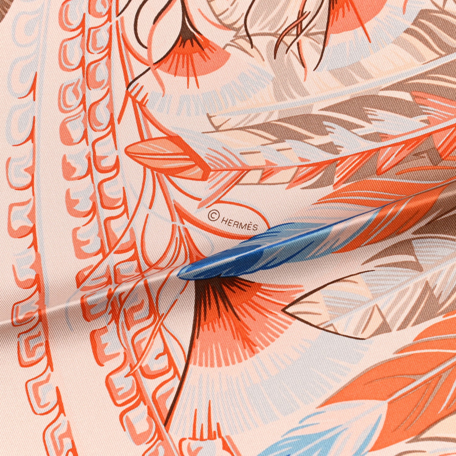 Hermes Silk Danse Pacifique Scarf140 Rose The Bleu 4 of 5