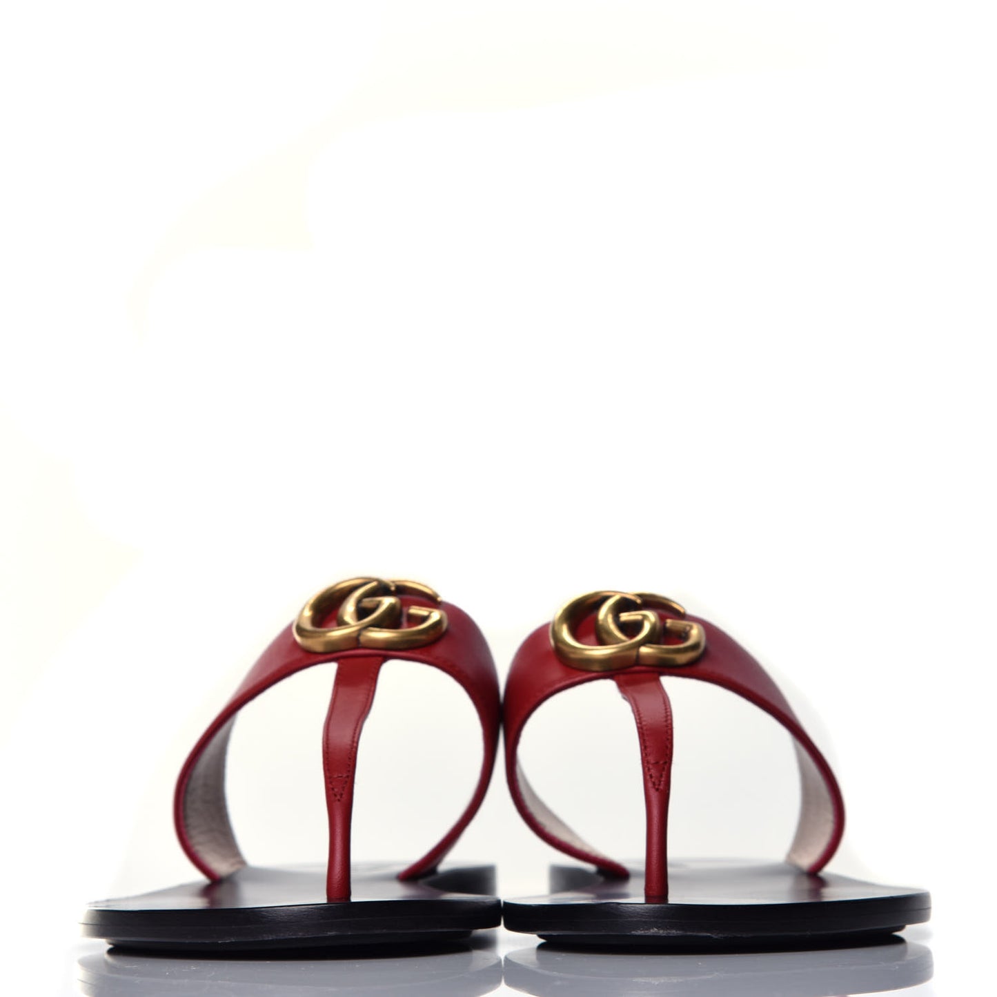 Calfskin GG Marmont Thong Sandals 38.5 Hibiscus Red