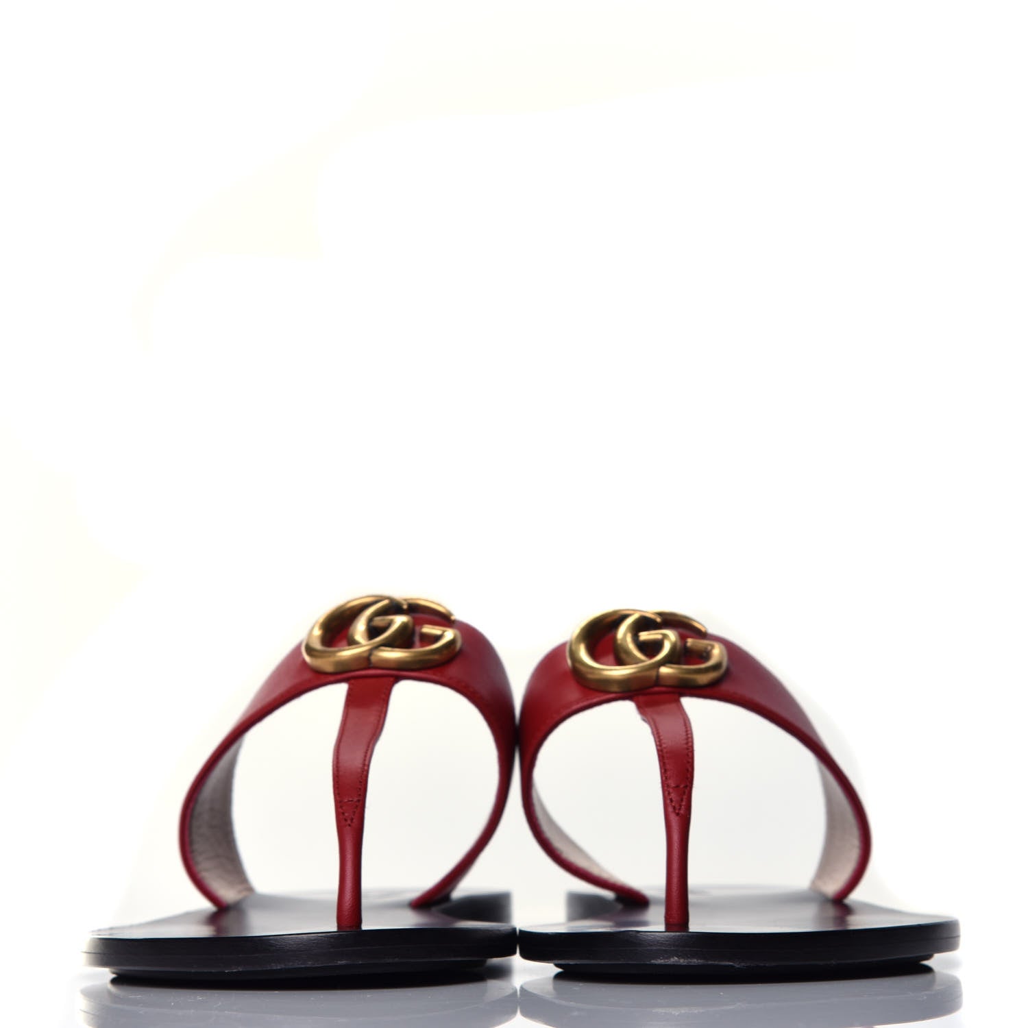 Gucci Calfskin GG Marmont Thong Sandals 38.5 Hibiscus Red 2 of 7