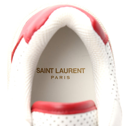 Saint Laurent Perforated Calfskin Mens Jeddo Sneakers 41.5 White Red 7 of 8