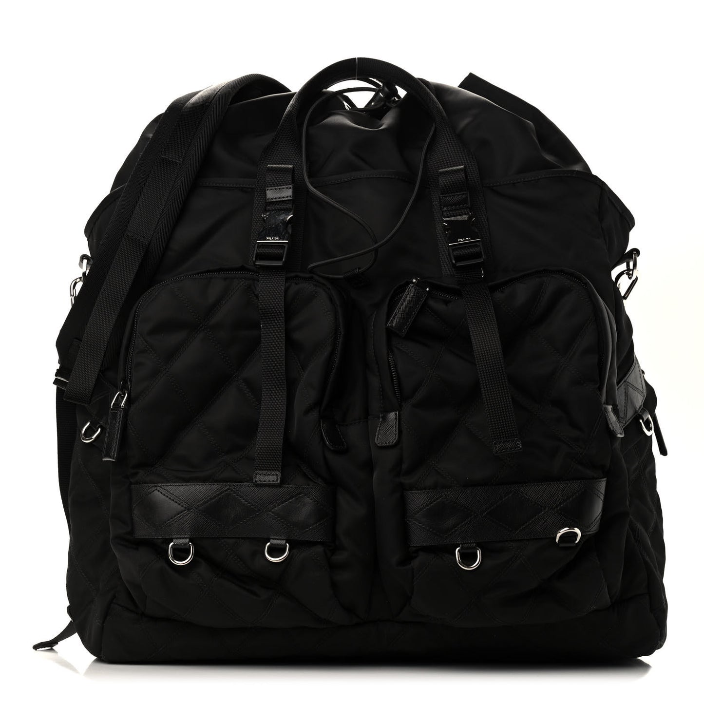 Nylon Tessuto Impuntu Quilted Messenger Bag Black