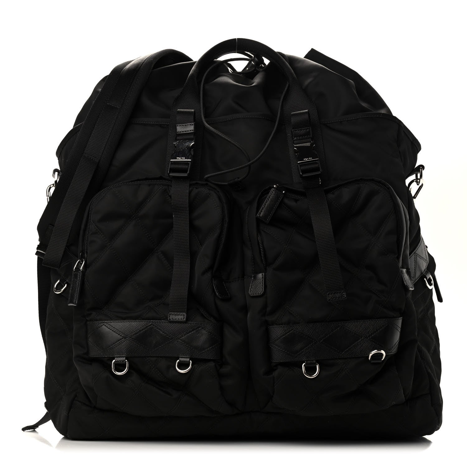 Prada Nylon Tessuto Impuntu Quilted Messenger Bag Black 1 of 8