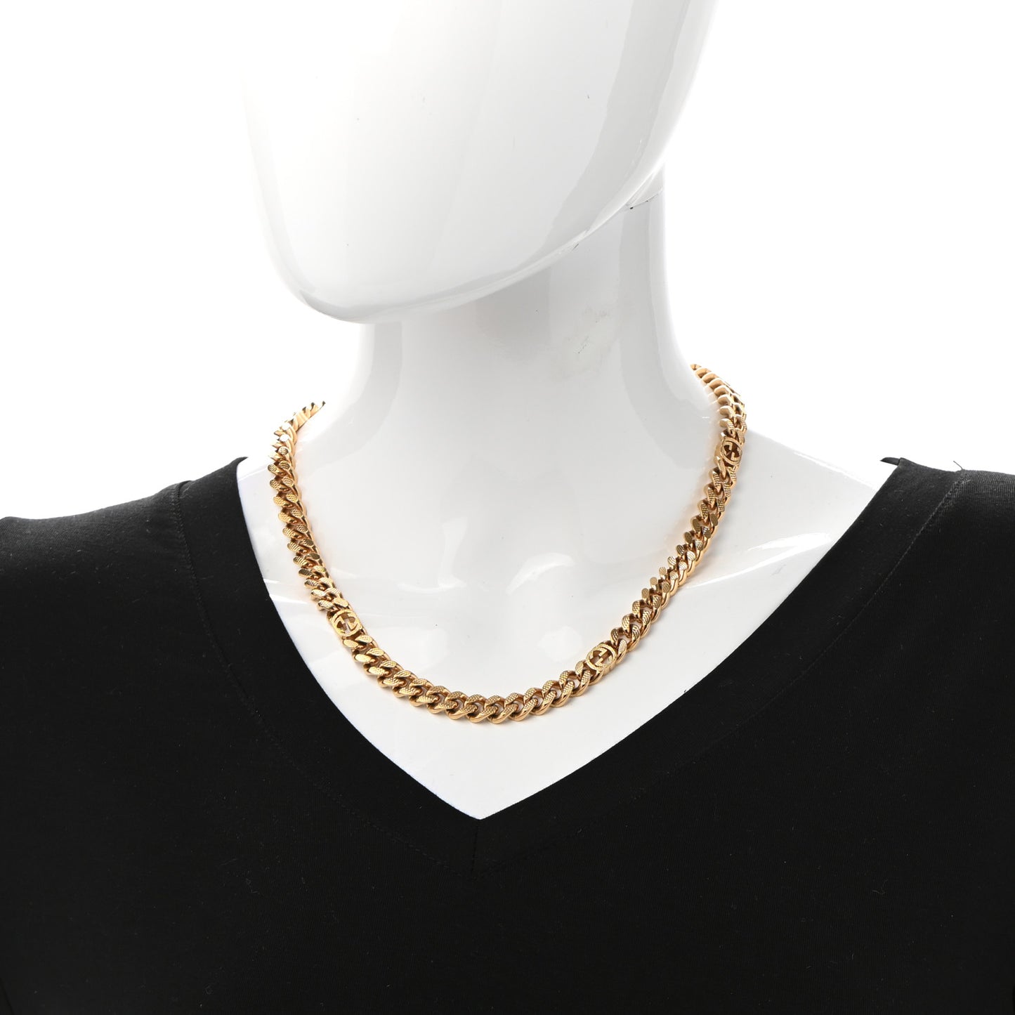 Metal Interlocking GG Chain Necklace Gold