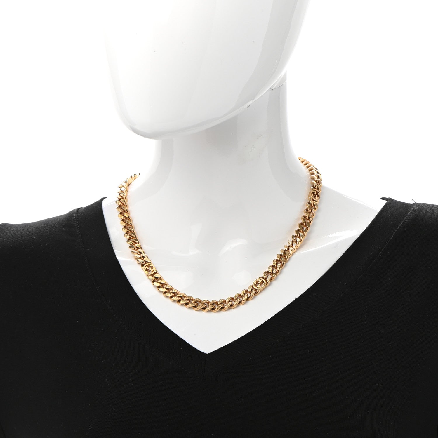 Gucci Metal Interlocking GG Chain Necklace Gold 2 of 6