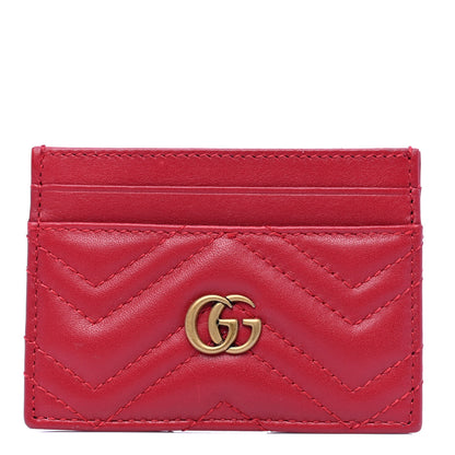 Gucci Calfskin Matelasse GG Marmont Card Holder Hibiscus Red 1 of 4