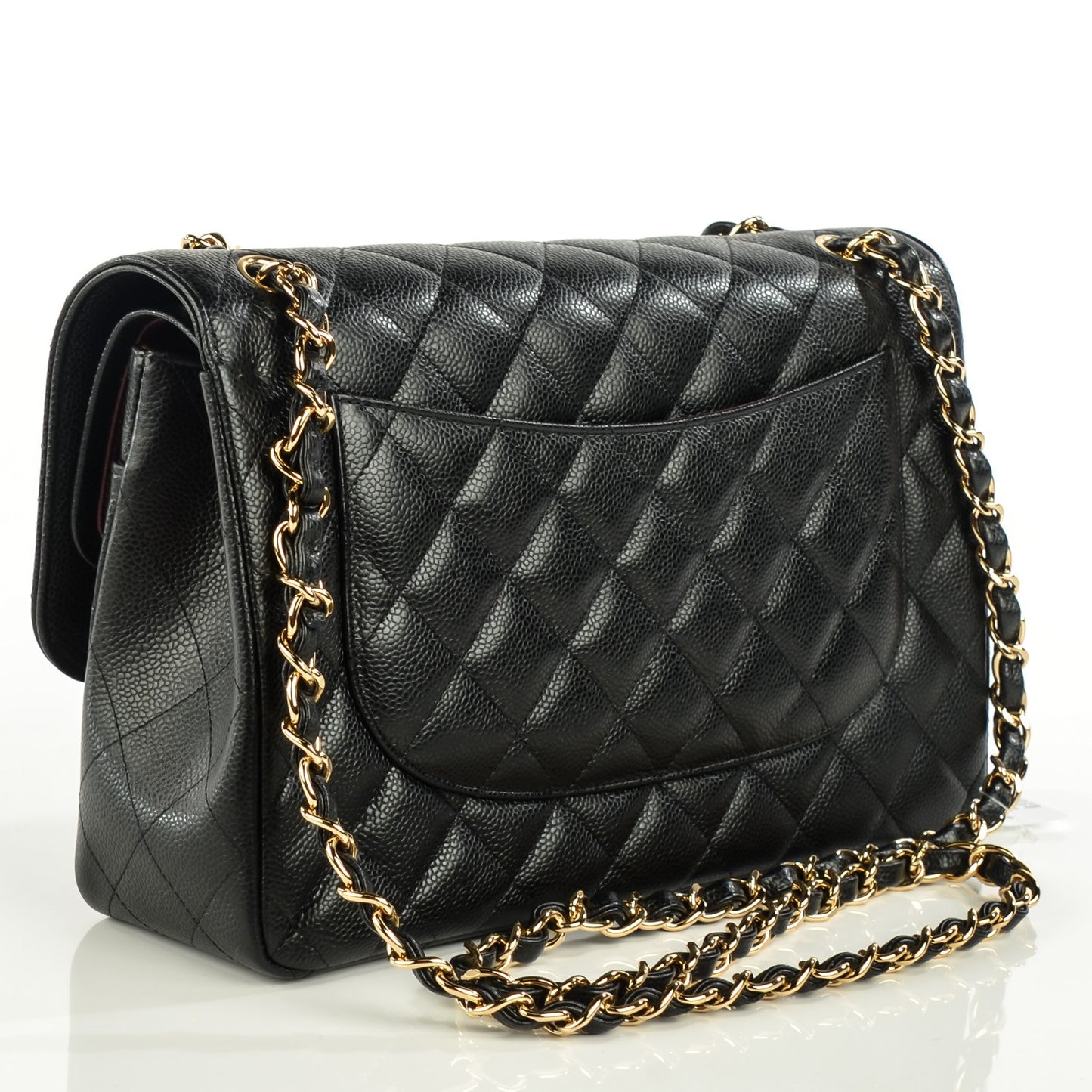 Caviar Quilted Jumbo Double Flap Black