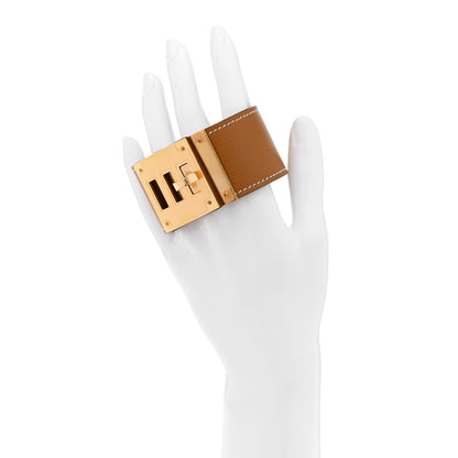 Hermes Epsom Kelly Dog Bracelet T3 Gold 2 of 6