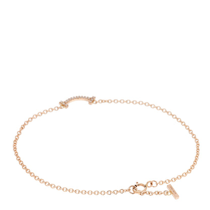 Tiffany 18K Rose Gold Diamond Mini T Smile Bracelet 2 of 5