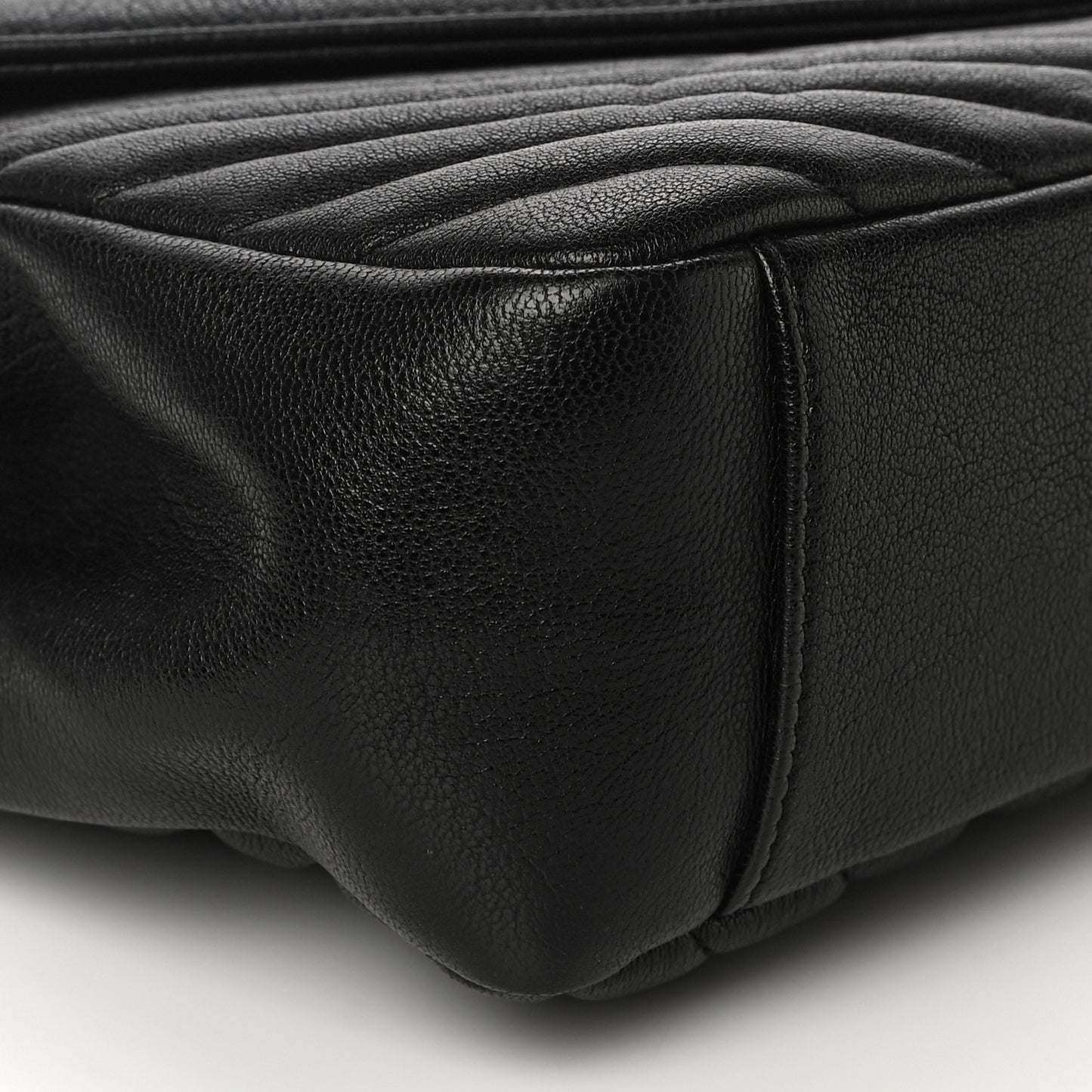 Sheepskin Matelasse Chevron Monogram Large College Satchel Black