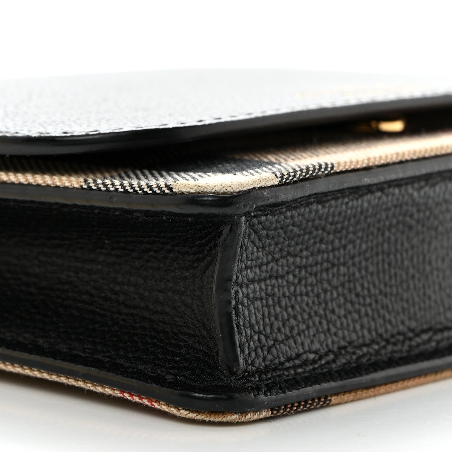 Burberry Derby Calfskin House Check Wallet On Chain Black 10 of 11