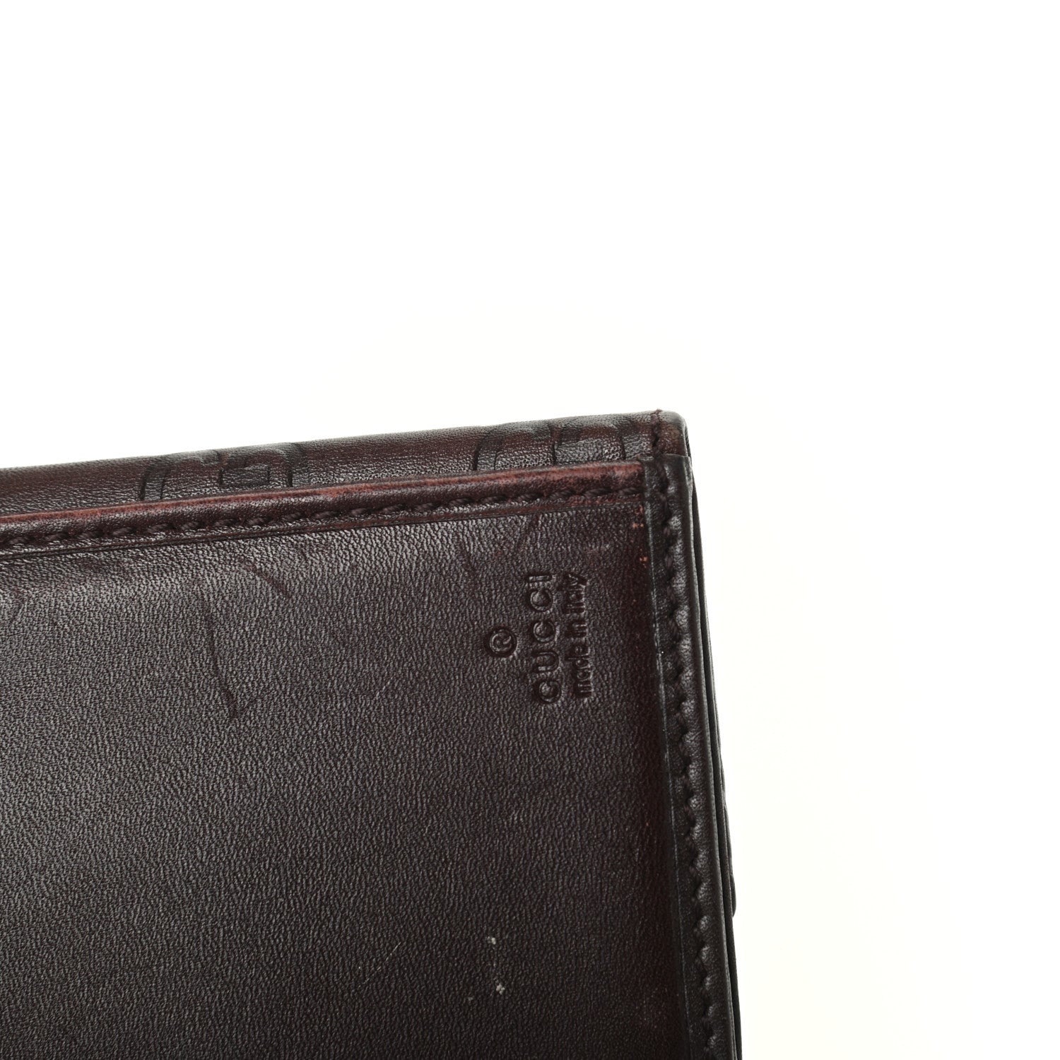 Gucci Guccissima Margaux Calfskin Metal Bar Continental Flap Wallet Chocolate 7 of 8