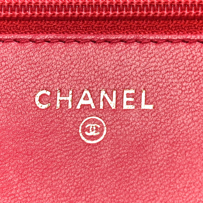 Chanel Lambskin Quilted Boy Wallet On Chain WOC Red 6 of 27