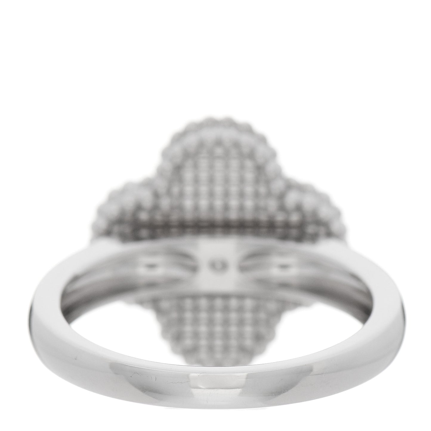 18K White Gold Diamond Mother of Pearl Vintage Alhambra Ring 54 7