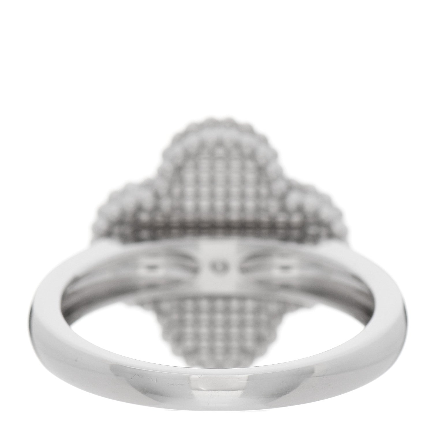 Van Cleef & Arpels 18K White Gold Diamond Mother of Pearl Vintage Alhambra Ring 54 7 3 of 4