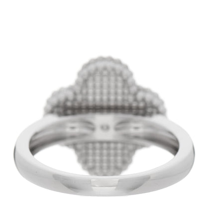 Van Cleef & Arpels 18K White Gold Diamond Mother of Pearl Vintage Alhambra Ring 54 7 3 of 4