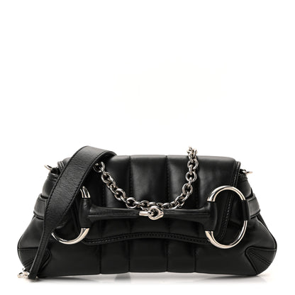 Gucci Nappa Vertical Matelasse Small Maxi Horsebit Chain Shoulder Bag Black 1 of 10