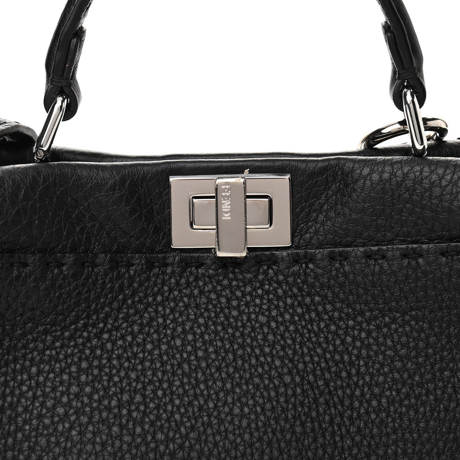 Fendi Cuoio Romano Selleria Bi-Color Mini Peekaboo Iconic Satchel Black Mou 7 of 9