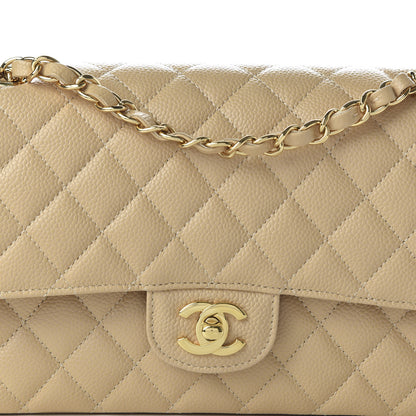 Chanel Caviar Quilted Medium Double Flap Beige 10 of 11