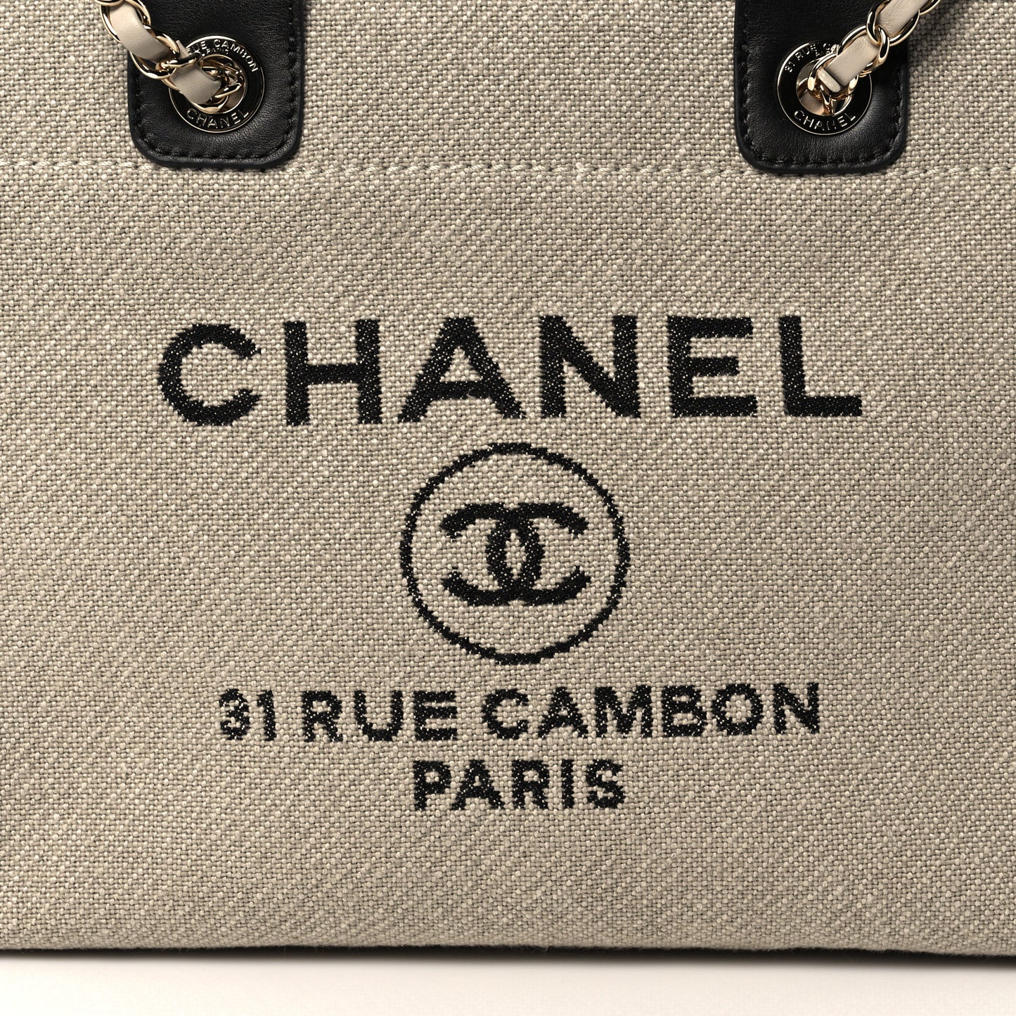 Mixed Fibers Small Deauville Tote Beige Black