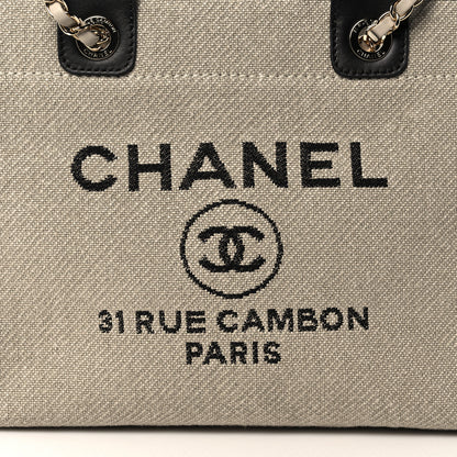 Chanel Mixed Fibers Small Deauville Tote Beige Black 9 of 11