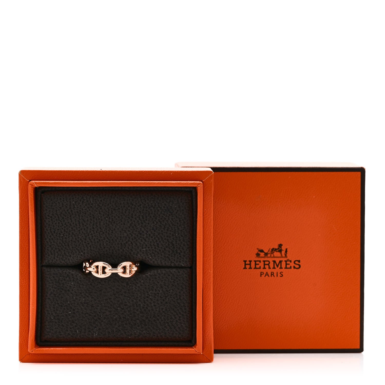 Hermes 18K Rose Gold PM Chaine d'Ancre Enchainee Ring 54 6.75 6 of 6
