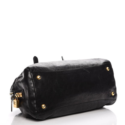 Prada Glace Calf Zippers Dome Satchel Black 4 of 15