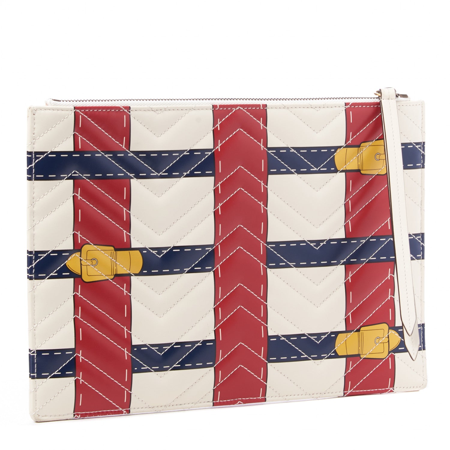 Gucci Calfskin Matelasse Trompe L'Oeil Print GG Marmont Zip Pouch White 2 of 8