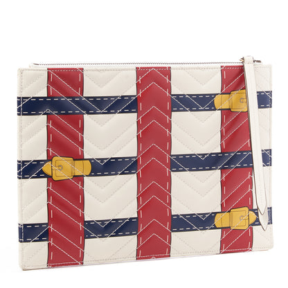 Gucci Calfskin Matelasse Trompe L'Oeil Print GG Marmont Zip Pouch White 2 of 8