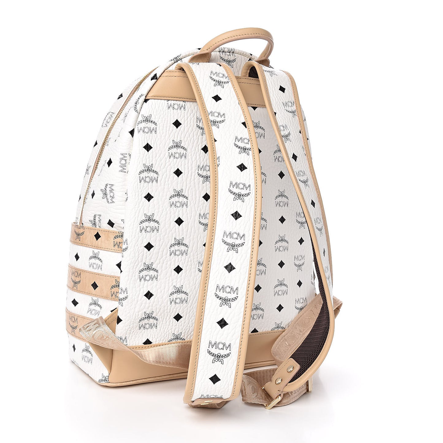Metallic Visetos Striped Medium Stark Backpack White Beige