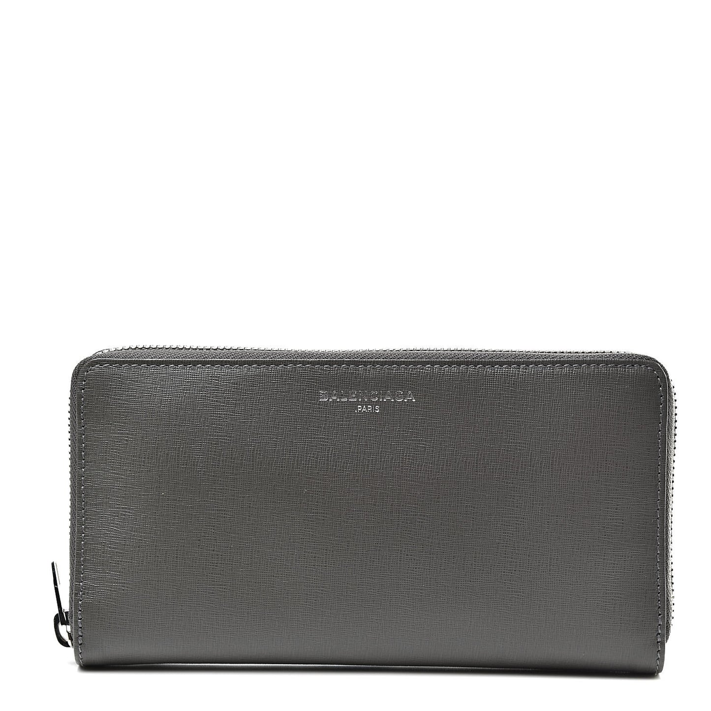 Striped Calfskin Essential Continental Zip Around Wallet Grey Green
