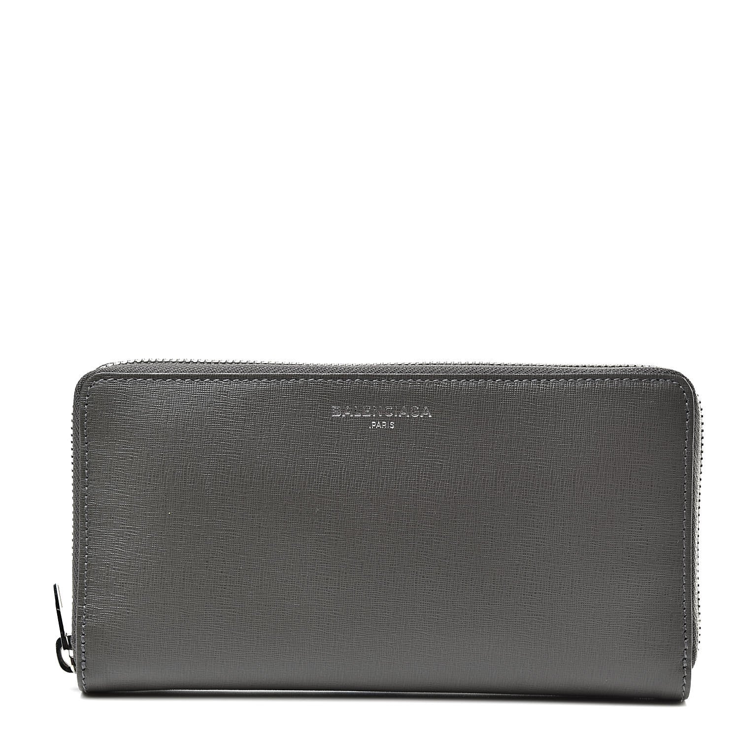 Balenciaga Striped Calfskin Essential Continental Zip Around Wallet Grey Green 1 of 8