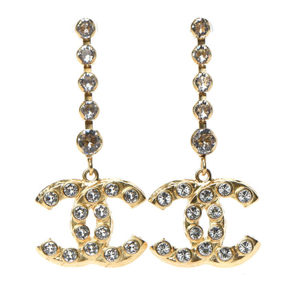 Chanel CC Crystal Drop Earrings Gold 1 of 4
