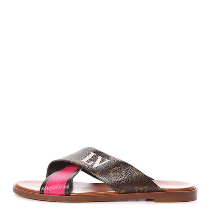 Louis Vuitton Monogram Panorama Flat Mules 38.5 Cacao 1 of 10