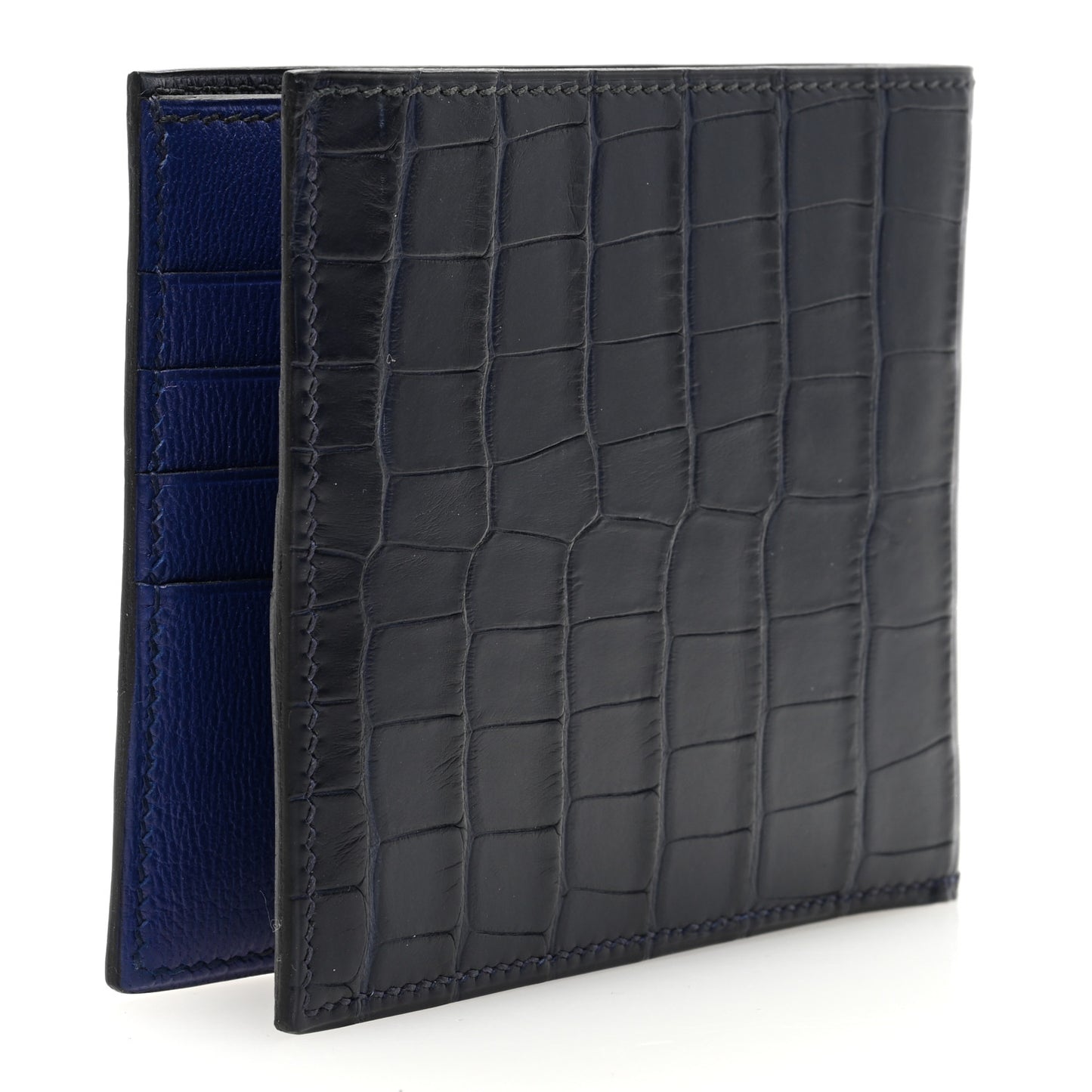 Matte Alligator MC2 Copernic Compact Wallet Black Bleu Electrique