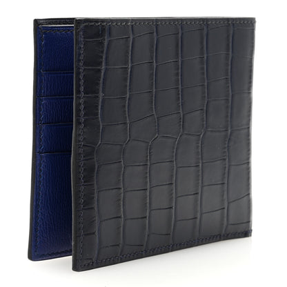 Hermes Matte Alligator MC2 Copernic Compact Wallet Black Bleu Electrique 3 of 6