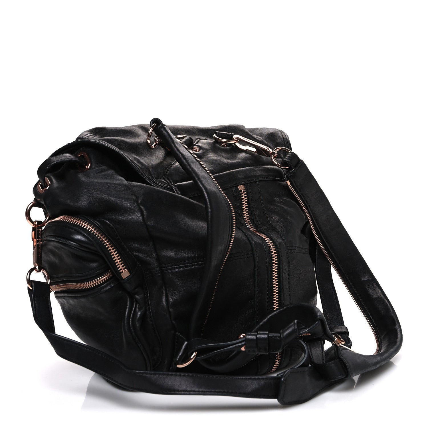 Alexander Wang Lambskin Marti Backpack Bag Washed Black Rose Gold
